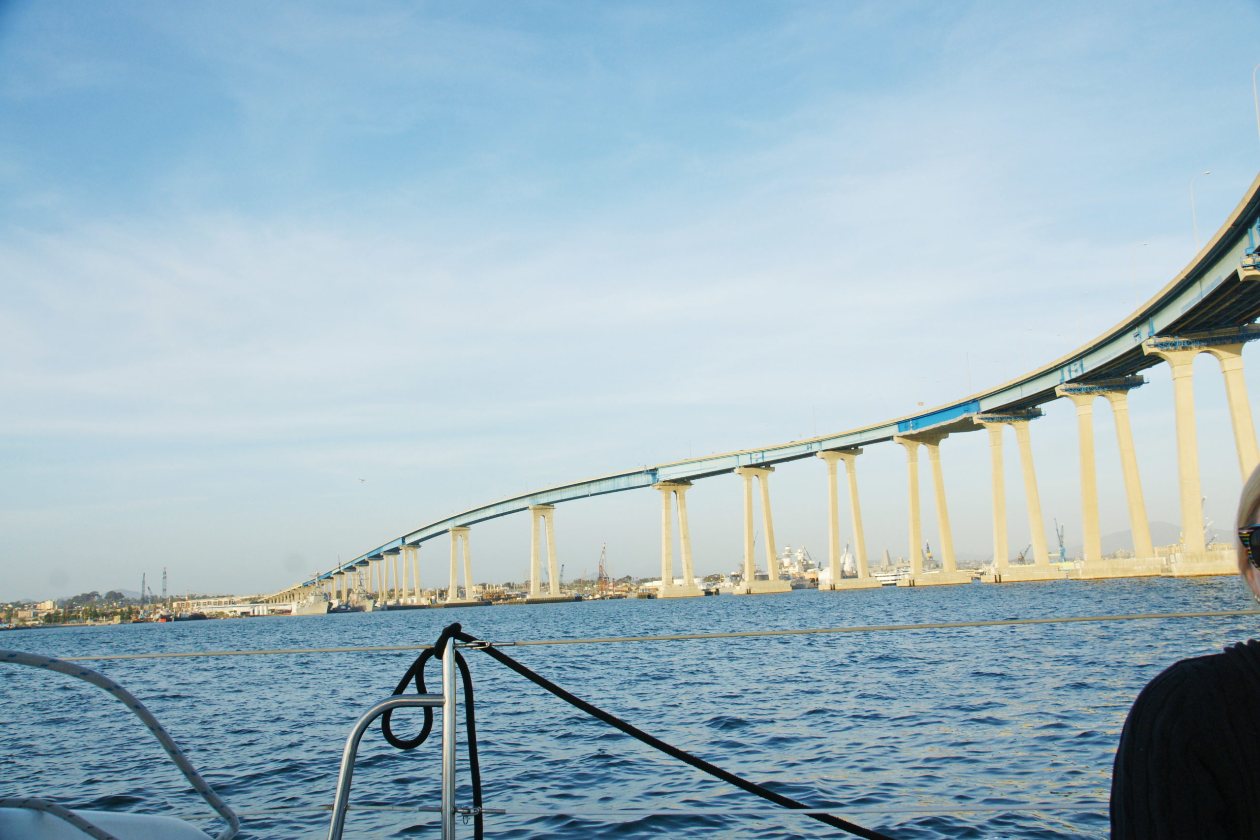 A view of the bridge from a boat.