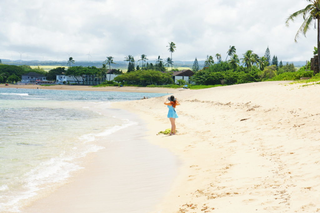 Walking on the lovely beaches of O'ahu.