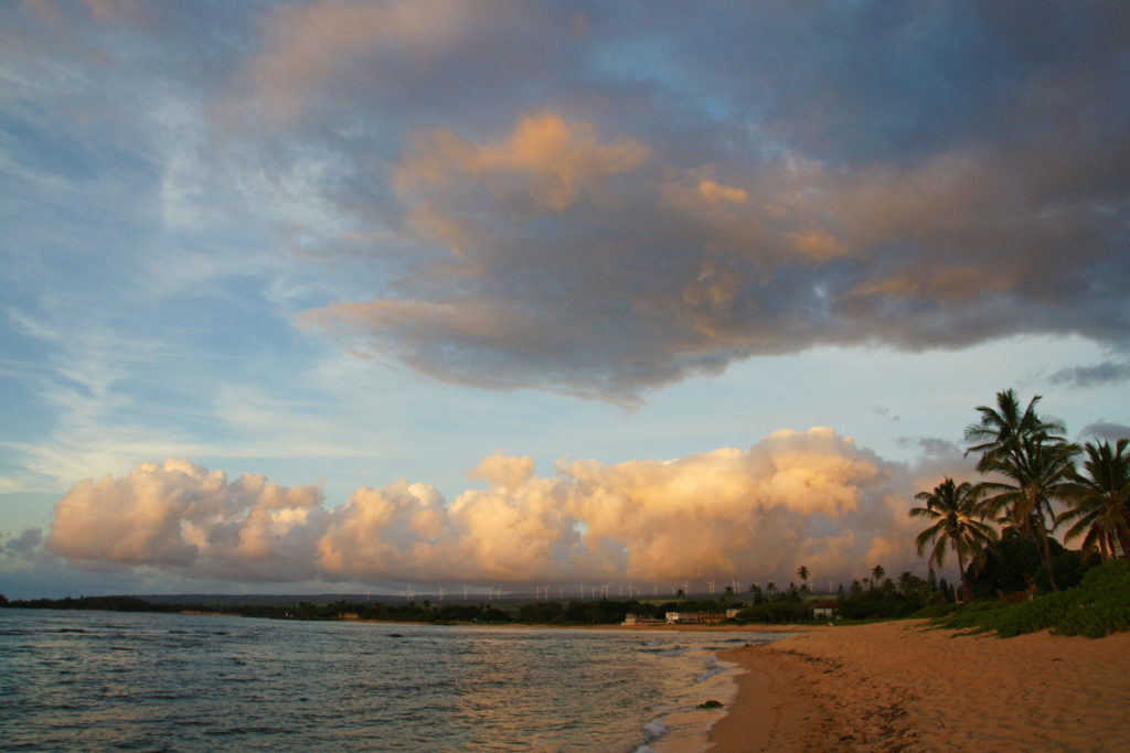 Sunrise over the island.
