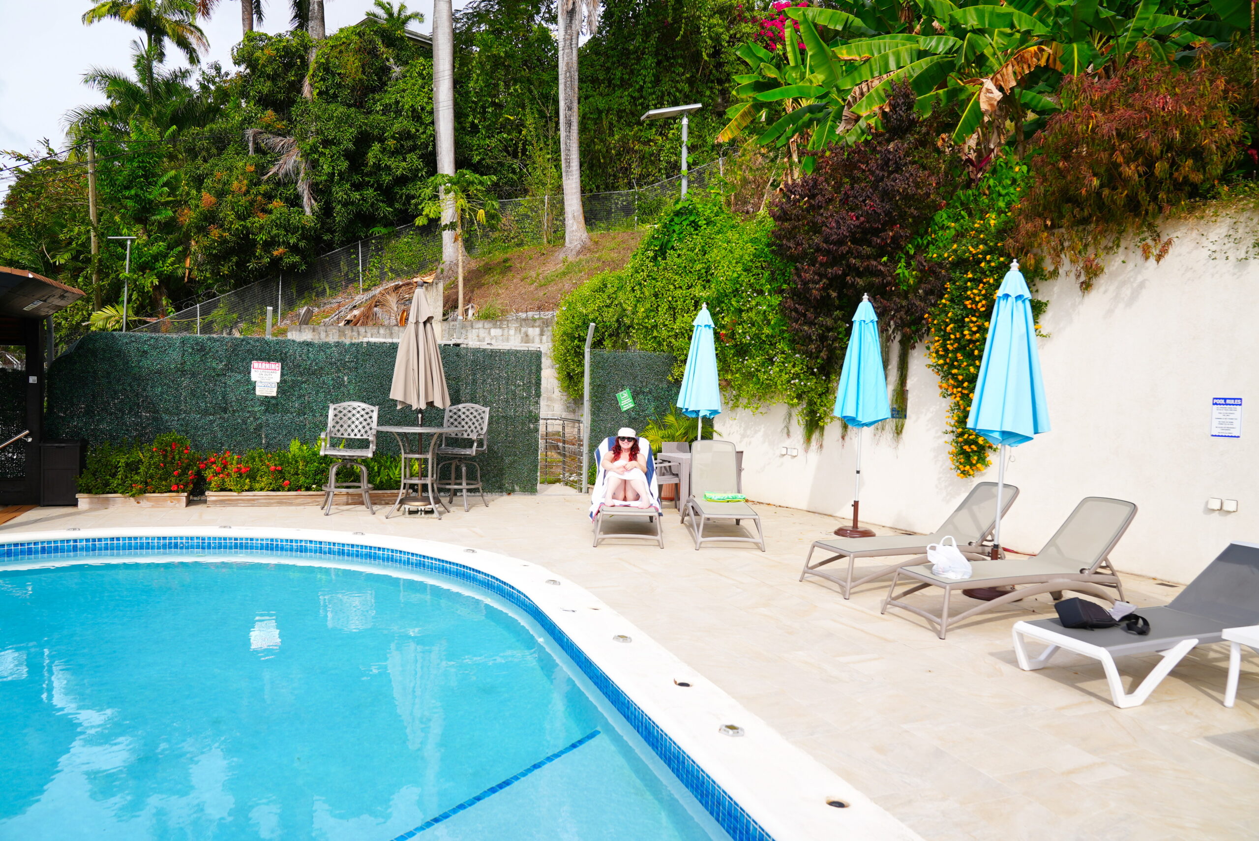 Relaxing by the pool
