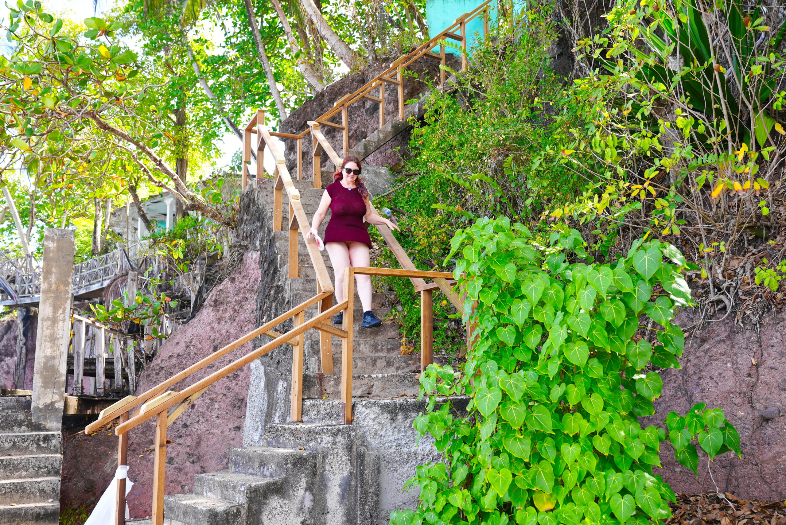 Not the easiest stairs to climb down.