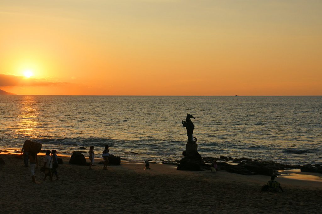 The sun setting in Puerto Vallarta, Mexico.